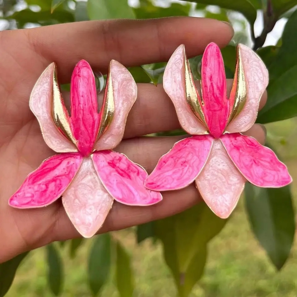 Pink Flower Earrings 🌸